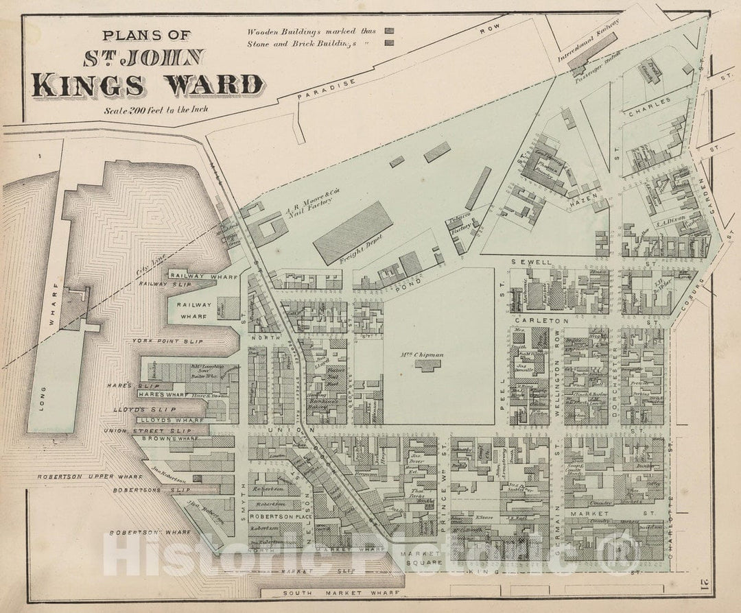 Historic Map : 1875 St. John: Kings Ward. (New Brunswick). - Vintage Wall Art