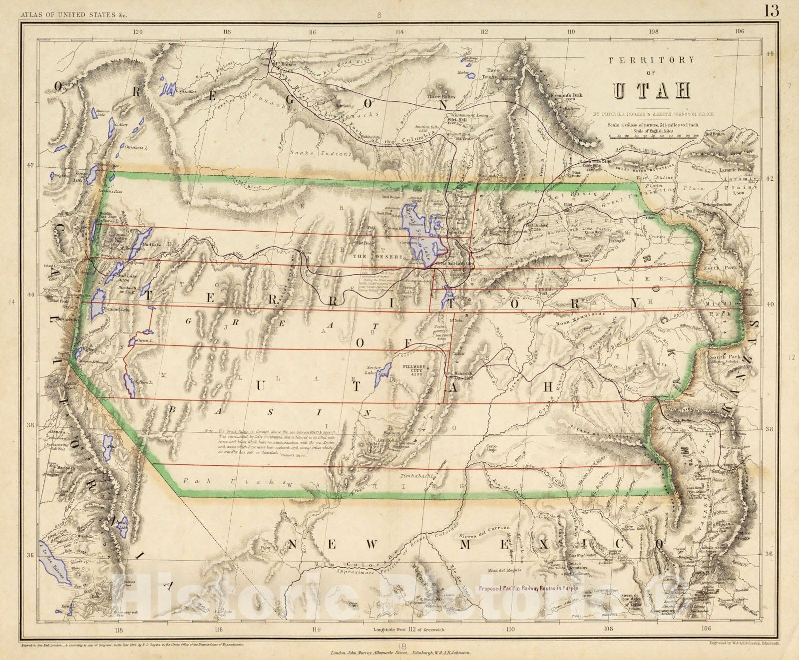 Historic Map - 1857 Territory Of Utah, Atlas - Vintage Wall Art