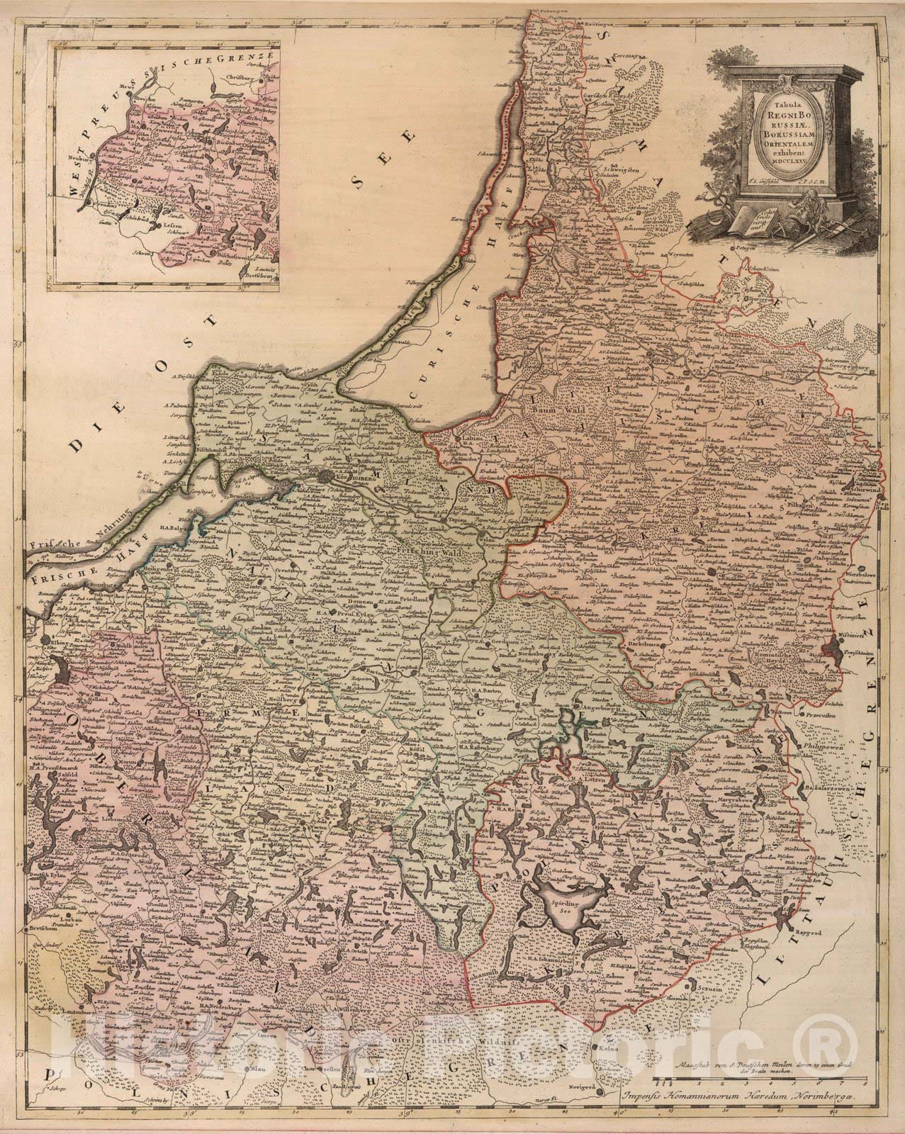 Historic Map : Kaliningrad, 1775 Tabula Regni Borussiae Borussiam Orientalem. , Vintage Wall Art