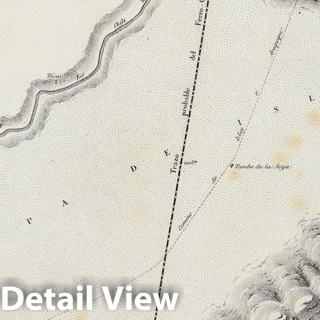 Historic Map : Peru, Arequipa (Peru : Dept.) 1865 Croquis, ferro-carril entre Arequipa y la costa. , Vintage Wall Art