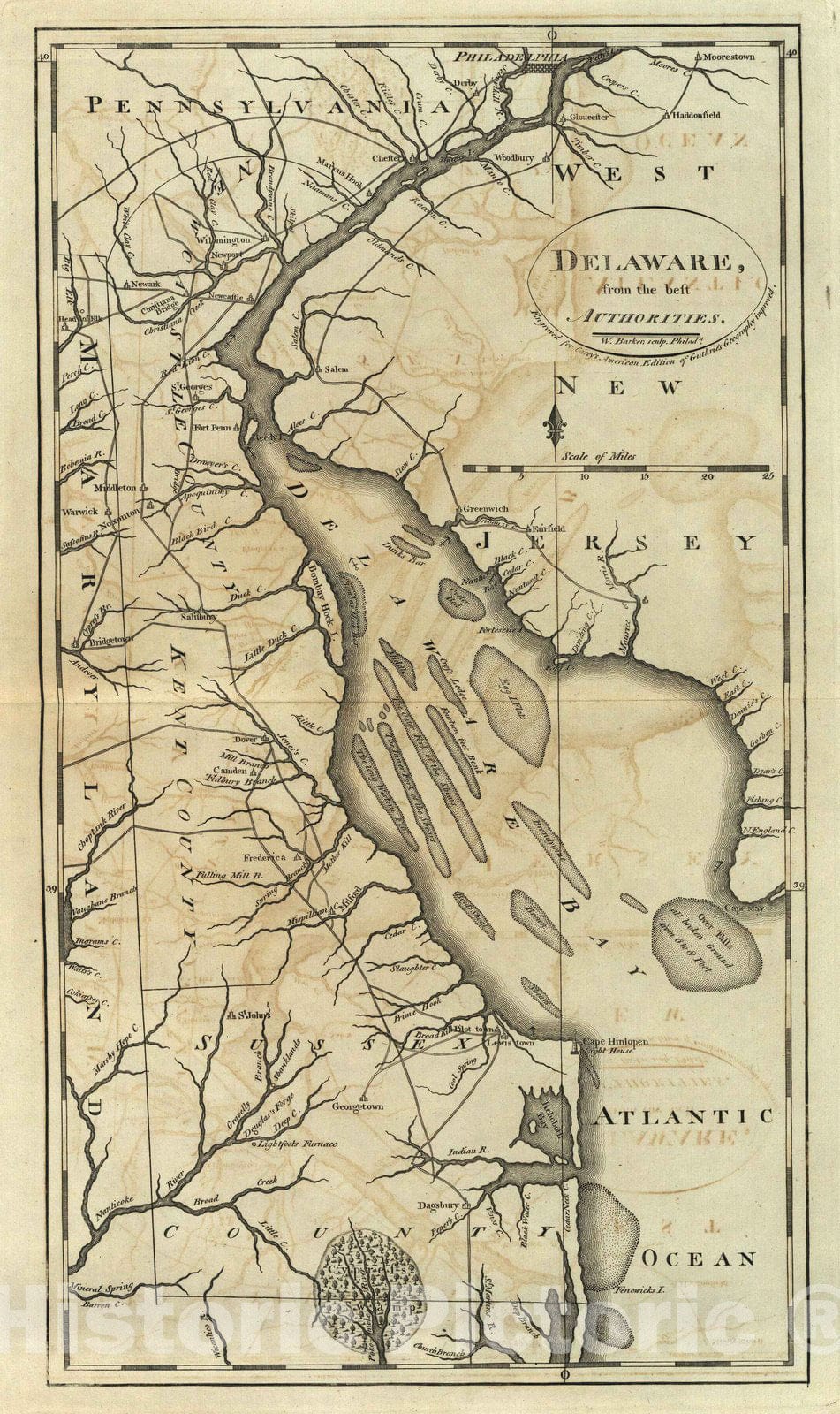 Historic Map : National Atlas - 1795 Delaware. - Vintage Wall Art