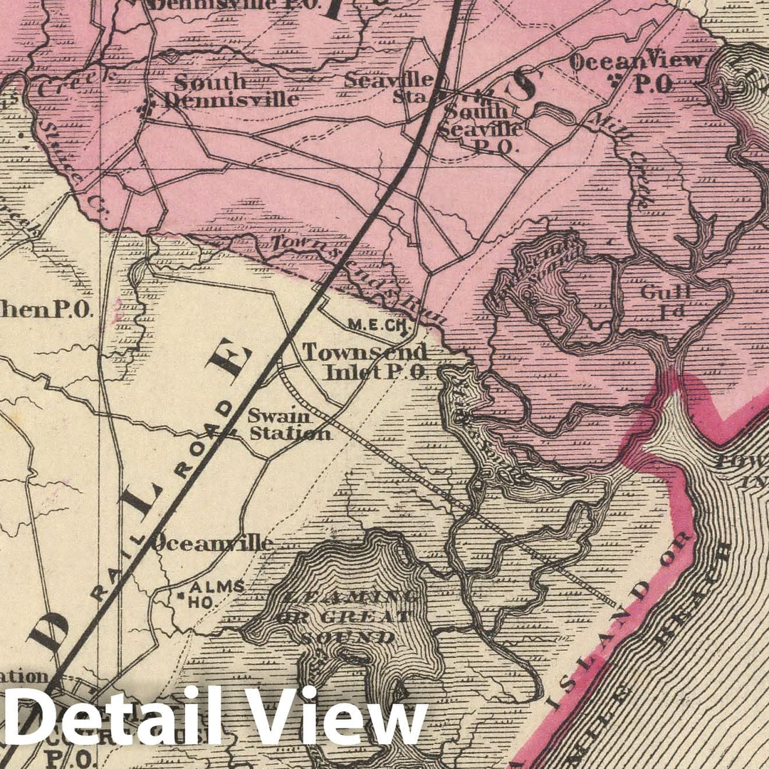 Historic Map - 1872 Cape May Co, N.J. - Vintage Wall Art
