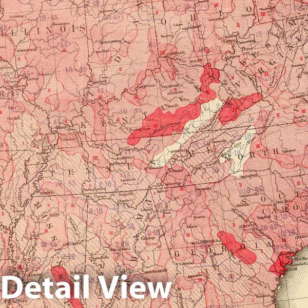 Historic Map Statistical Atlas 1874 Intestinal diseases deaths US