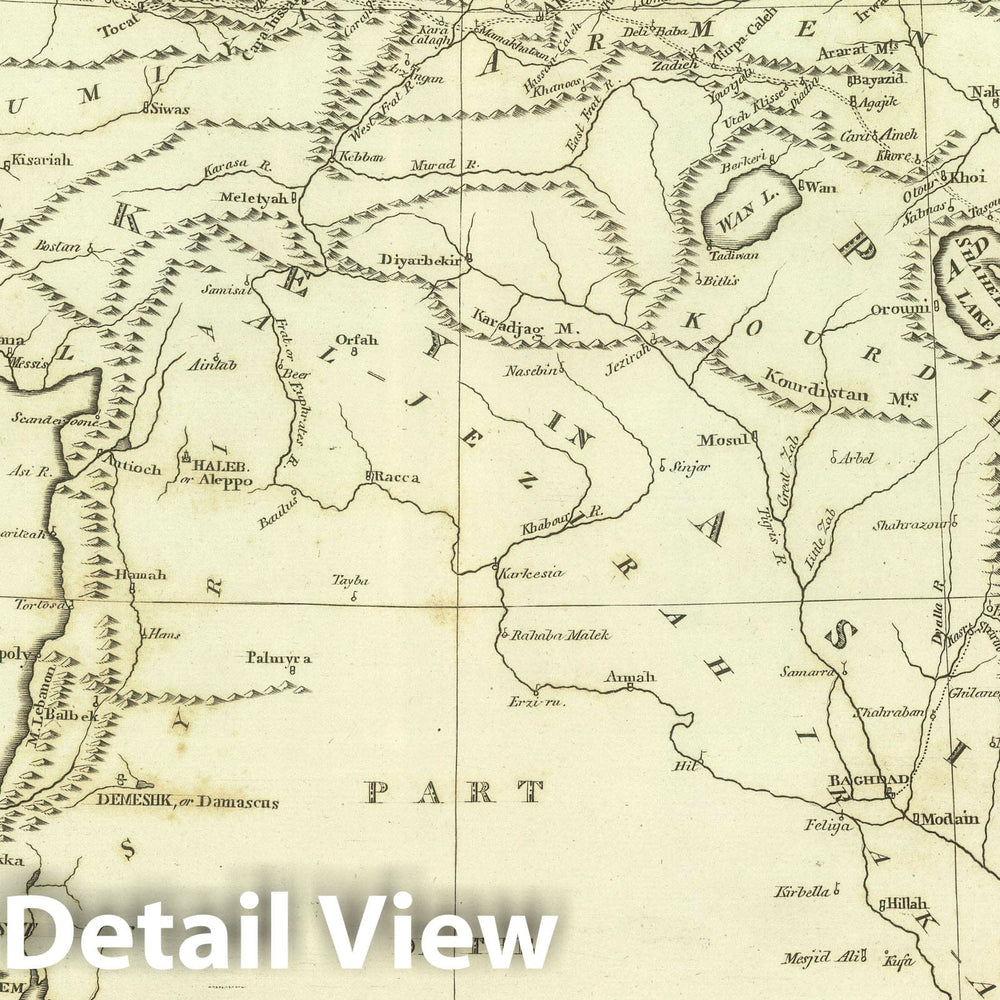 Historic Map : 1824 Countries Situated between Shiraz and Constantinople. - Vintage Wall Art