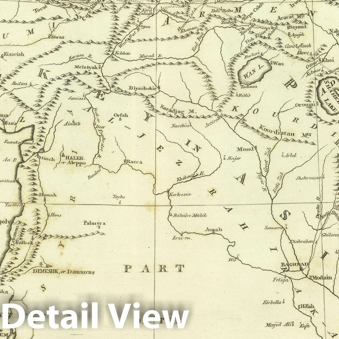 Historic Map : 1824 Countries Situated between Shiraz and Constantinople. - Vintage Wall Art