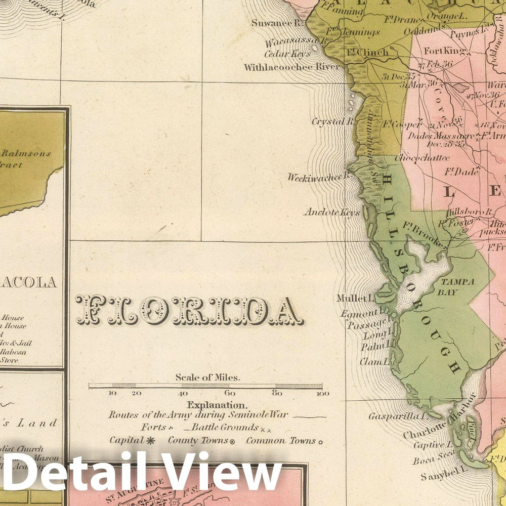 Historic Map : 1845 Florida. v3 - Vintage Wall Art