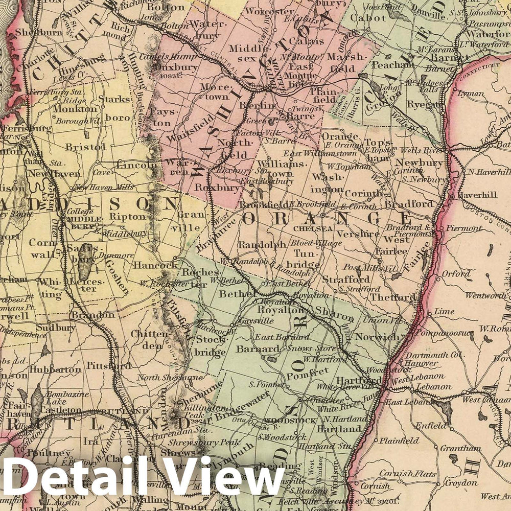 Historic Wall Map : National Atlas - 1857 Vermont. - Vintage Wall Art