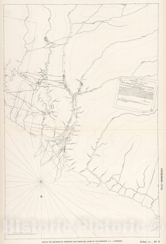 Historic Map : National Atlas - 1775 Essequibo and Demerara by Heneman. - Vintage Wall Art