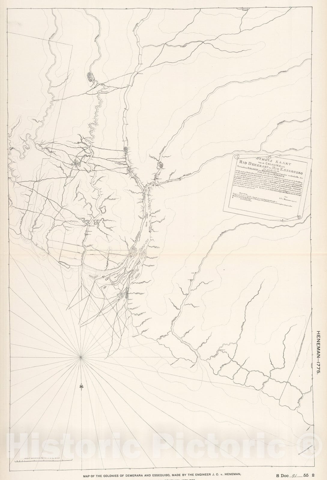Historic Map : National Atlas - 1775 Essequibo and Demerara by Heneman. - Vintage Wall Art
