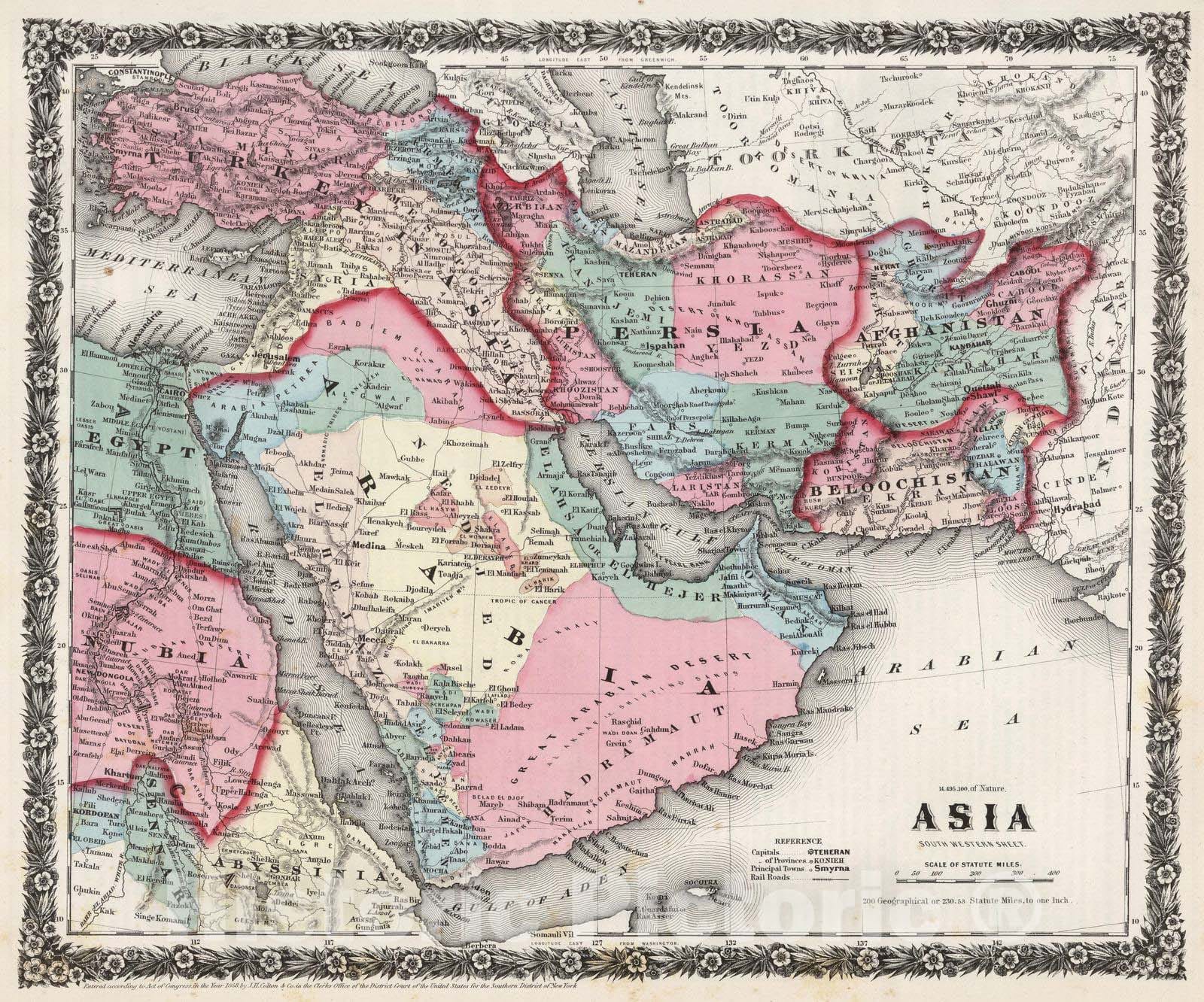 Historic Map : 1858 Asia (South Western Sheet) : Vintage Wall Art