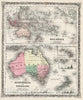 Historic Map : 1858 Oceanica, Australia, New Zealand. - Vintage Wall Art