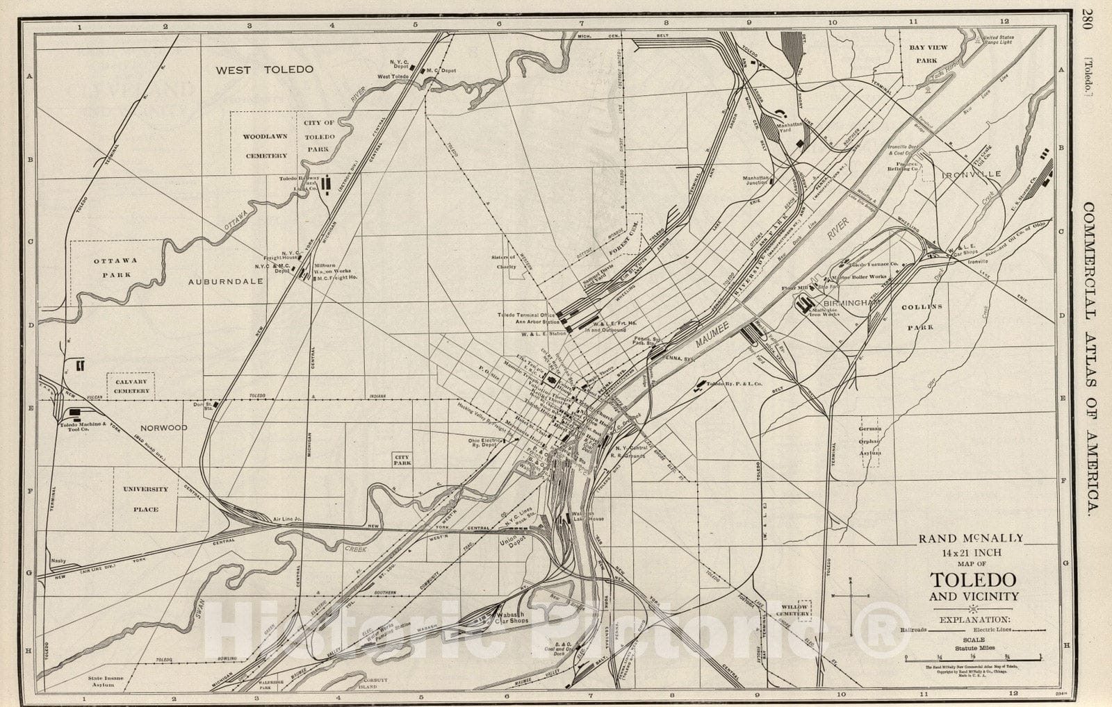 Historic Map : National Atlas - 1924 Toledo. - Vintage Wall Art