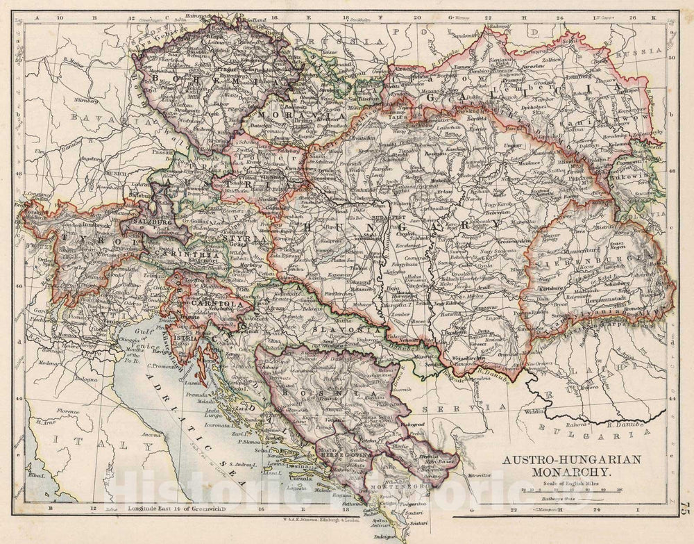 Historic Map - World Atlas - 1906 Austro-Hungarian Monarchy. - Vintage Wall Art