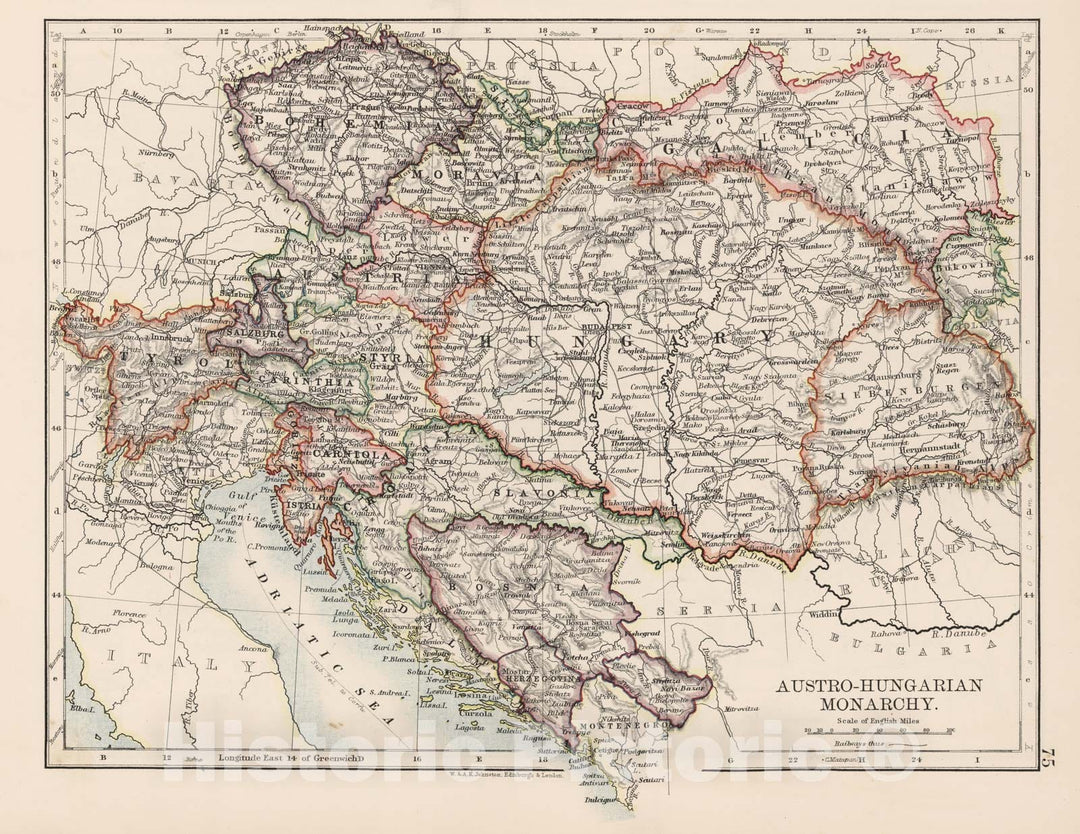 Historic Map - World Atlas - 1906 Austro-Hungarian Monarchy. - Vintage Wall Art