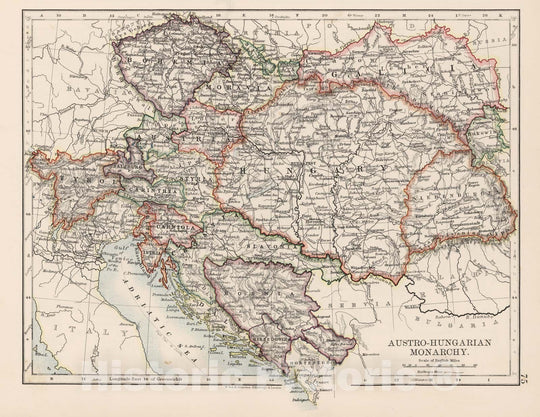 Historic Map - World Atlas - 1906 Austro-Hungarian Monarchy. - Vintage Wall Art