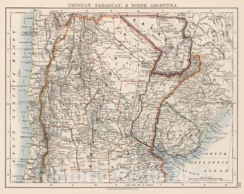 Historic Map : 1906 Uruguay, Paraguay, North Argentina. - Vintage Wall Art