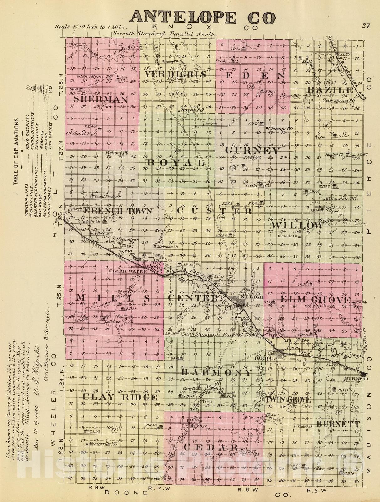 Historic Map : 1885 Antelope Co. - Vintage Wall Art