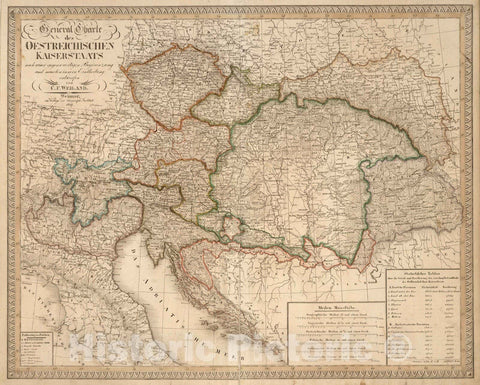 Historic Map : Austria, 1817 V. Austrian Empire. , Vintage Wall Art