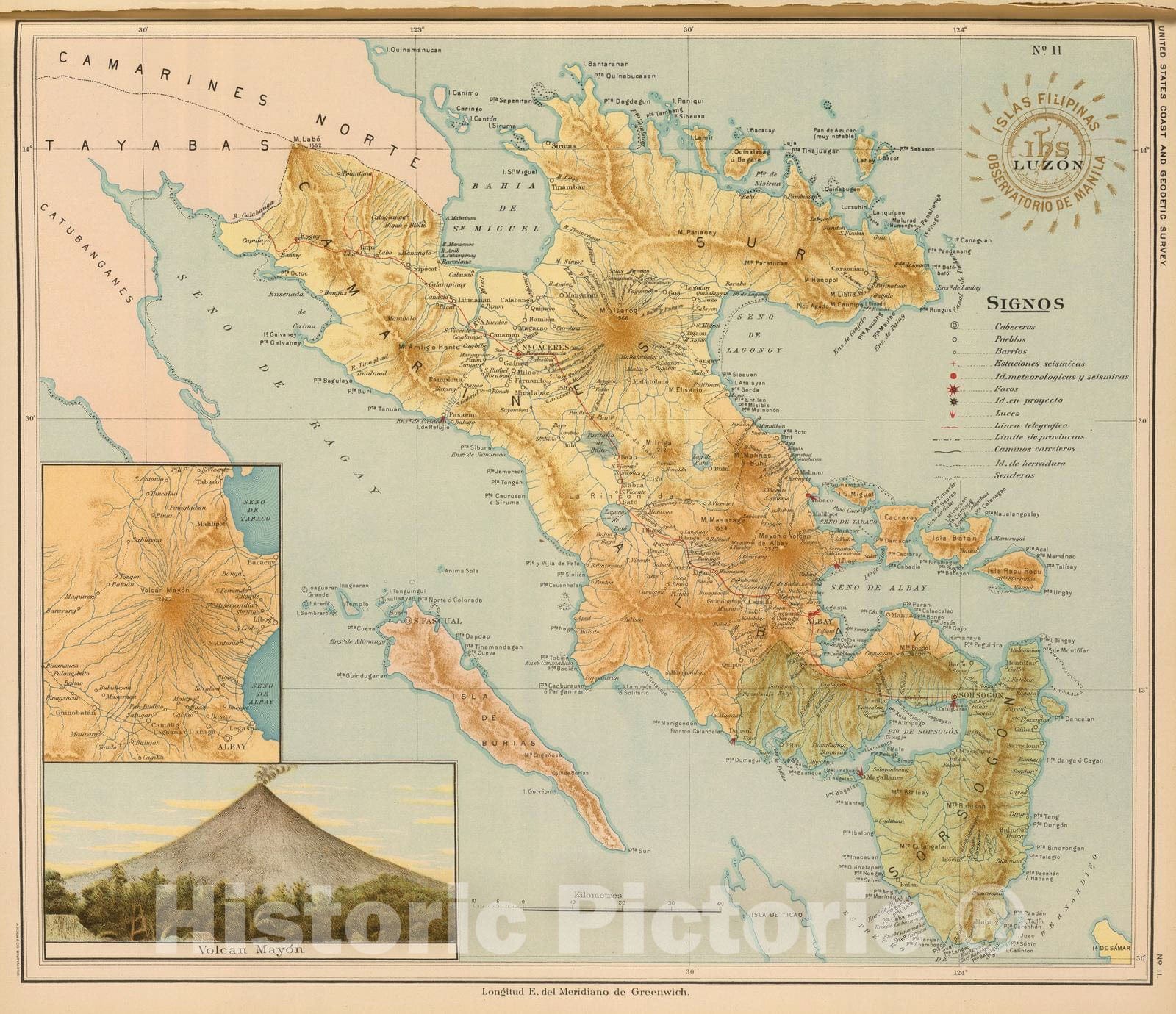 Historic Map : National Atlas - 1899 No. 11. Luzon. - Vintage Wall Art