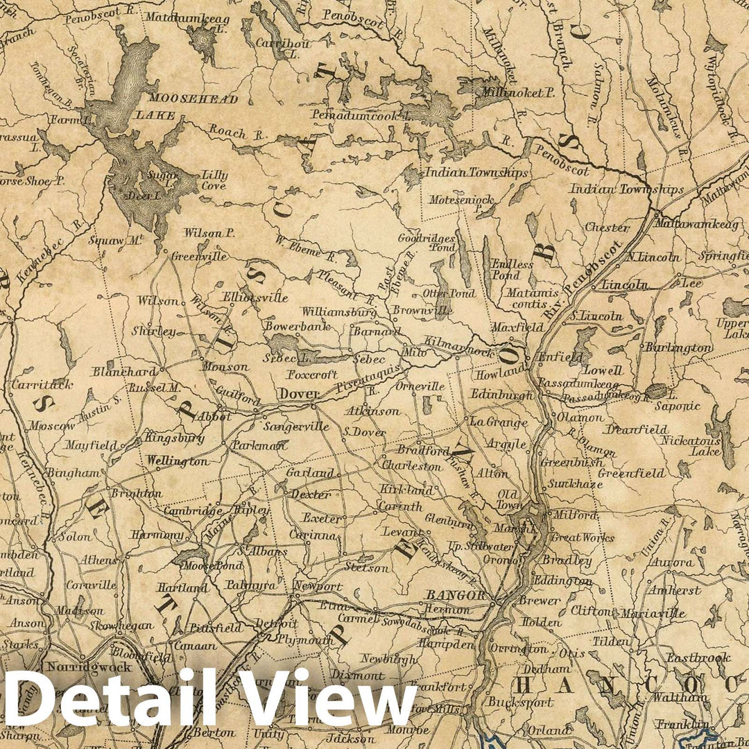 Historic Map : National Atlas - 1856 Maine. - Vintage Wall Art