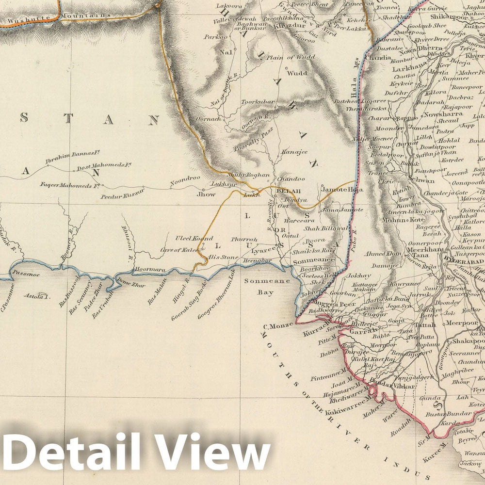 Historic Map : 1848 Beloochistan and Sinde. - Vintage Wall Art