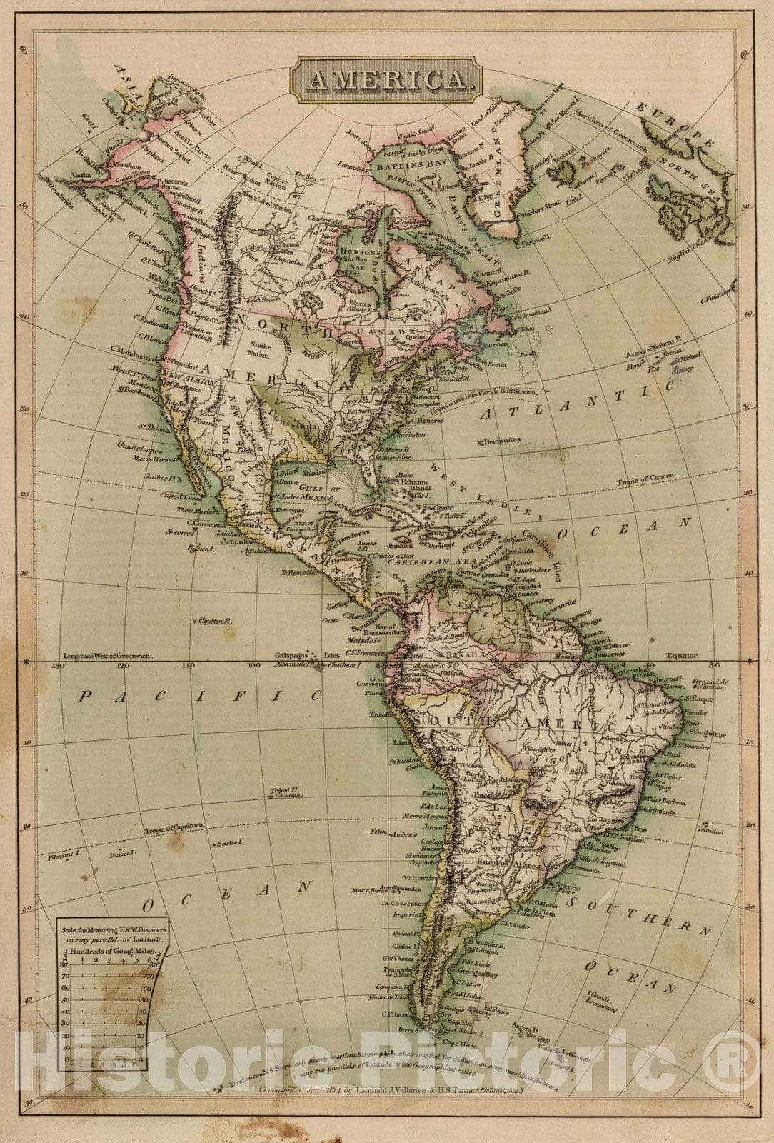 Historic Map : School Atlas - 1814 America - Vintage Wall Art