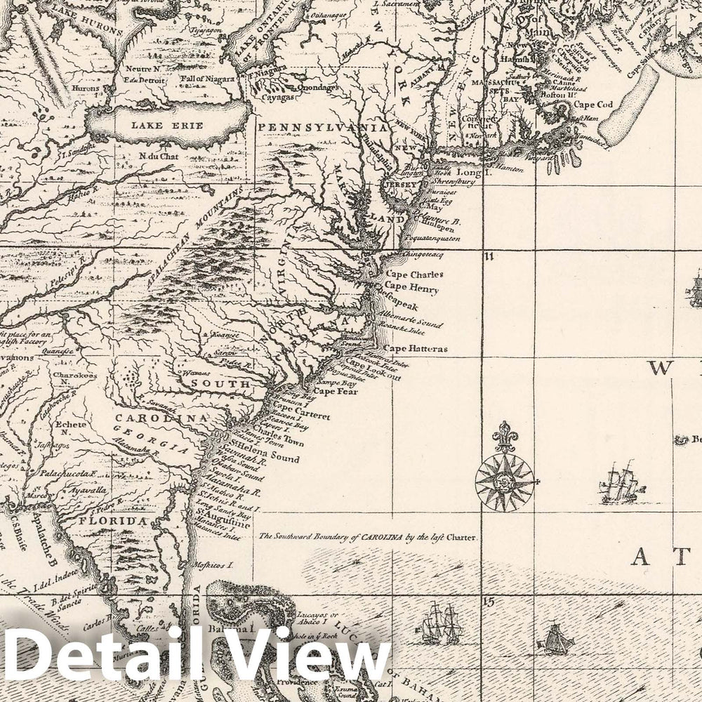 Historic Map : National Atlas - 1733 British Empire in America by Popple. - Vintage Wall Art