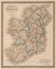 Historic Map : 1864 Map of Ireland Divided into Provinces and Counties - Vintage Wall Art