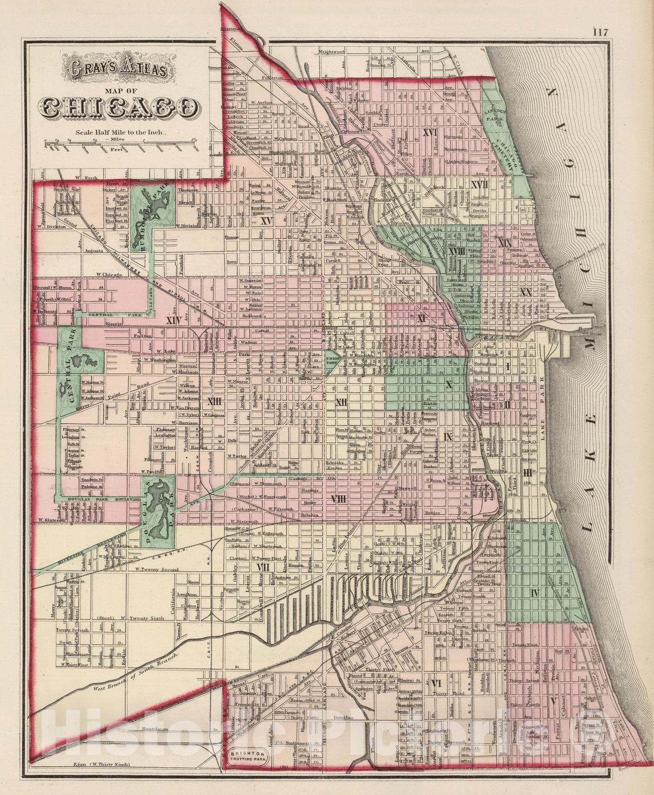 Historic Map : 1874 Chicago. - Vintage Wall Art
