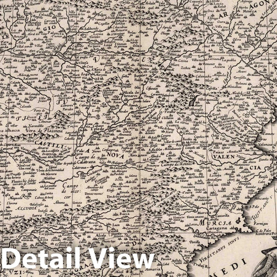 Historic Map : Spain, Iberian Peninsula 1630 Nova Regnia Hispaniae Descriptio. , Vintage Wall Art