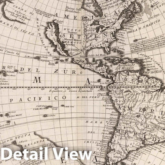 Historic Map : 1693 Planisfero del Mondo Nuovo. - Vintage Wall Art