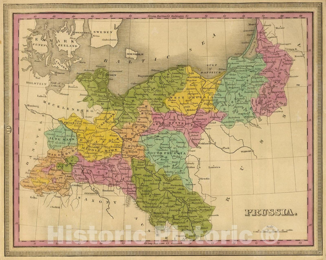 Historic Map : 1845 Prussia. v1 - Vintage Wall Art