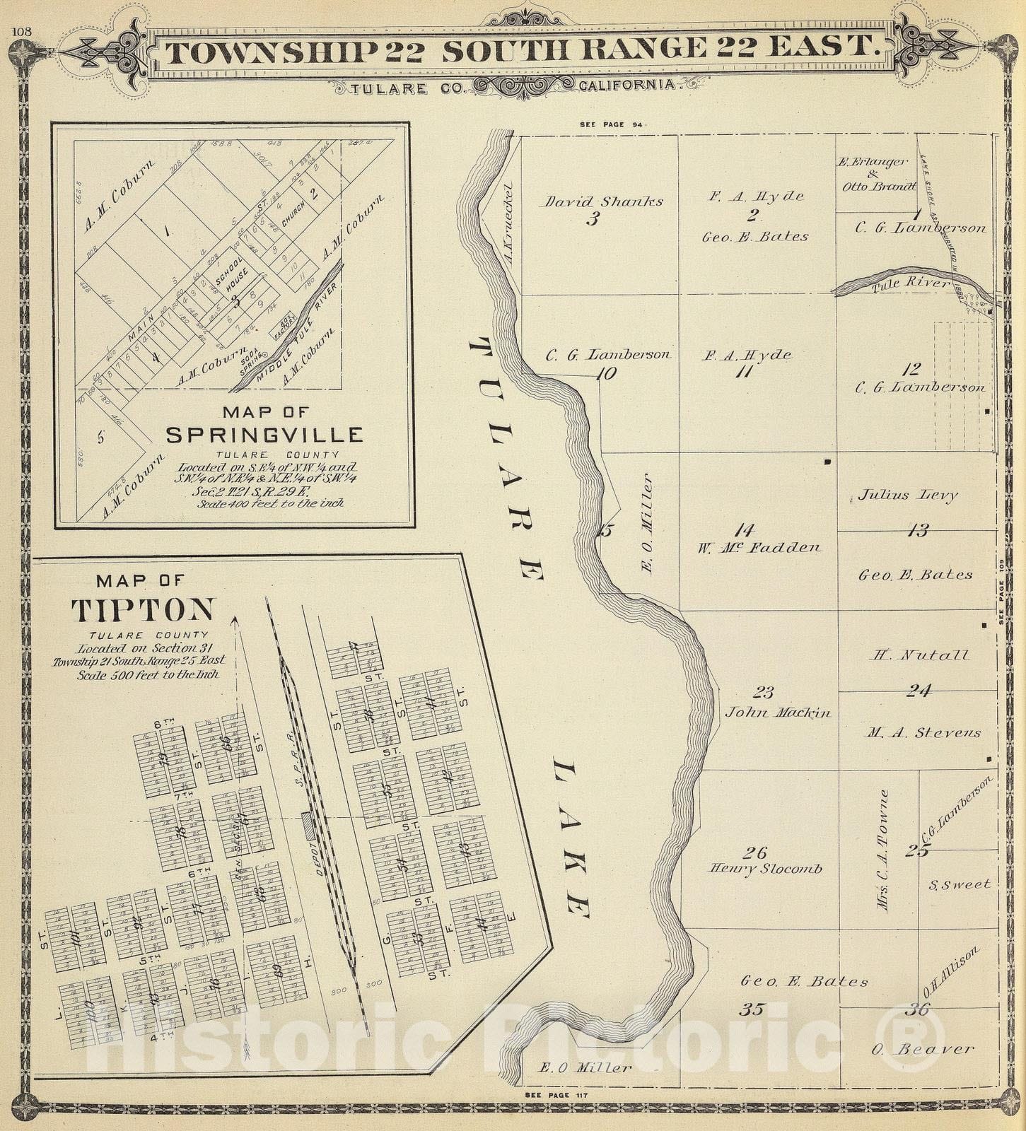 Historic Map : 1892 T.22S R.22E. - Vintage Wall Art