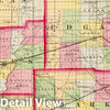Historic Map : 1870 Douglas, Edgar, Coles, Cumberland, Clark counties. - Vintage Wall Art