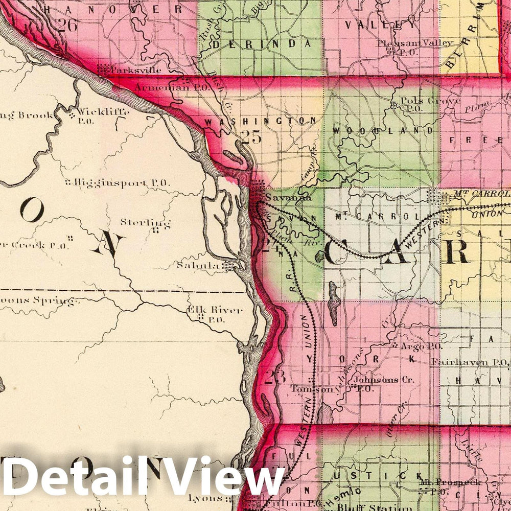 Historic Map : 1870 Jo Daviess, Carroll, Whiteside counties. - Vintage Wall Art