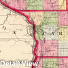 Historic Map : 1870 Jo Daviess, Carroll, Whiteside counties. - Vintage Wall Art