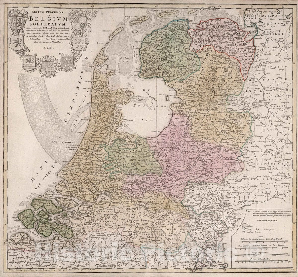 Historic Map : Belgium, 1748 Septem Provinciae Belgium Foederatum, Hollandia. , Vintage Wall Art