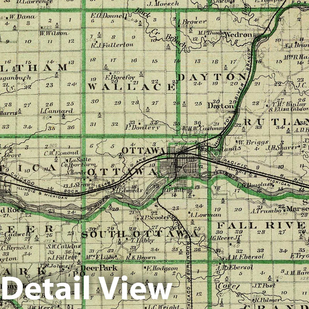 Historic Map : 1876 Map of La Salle County. - Vintage Wall Art
