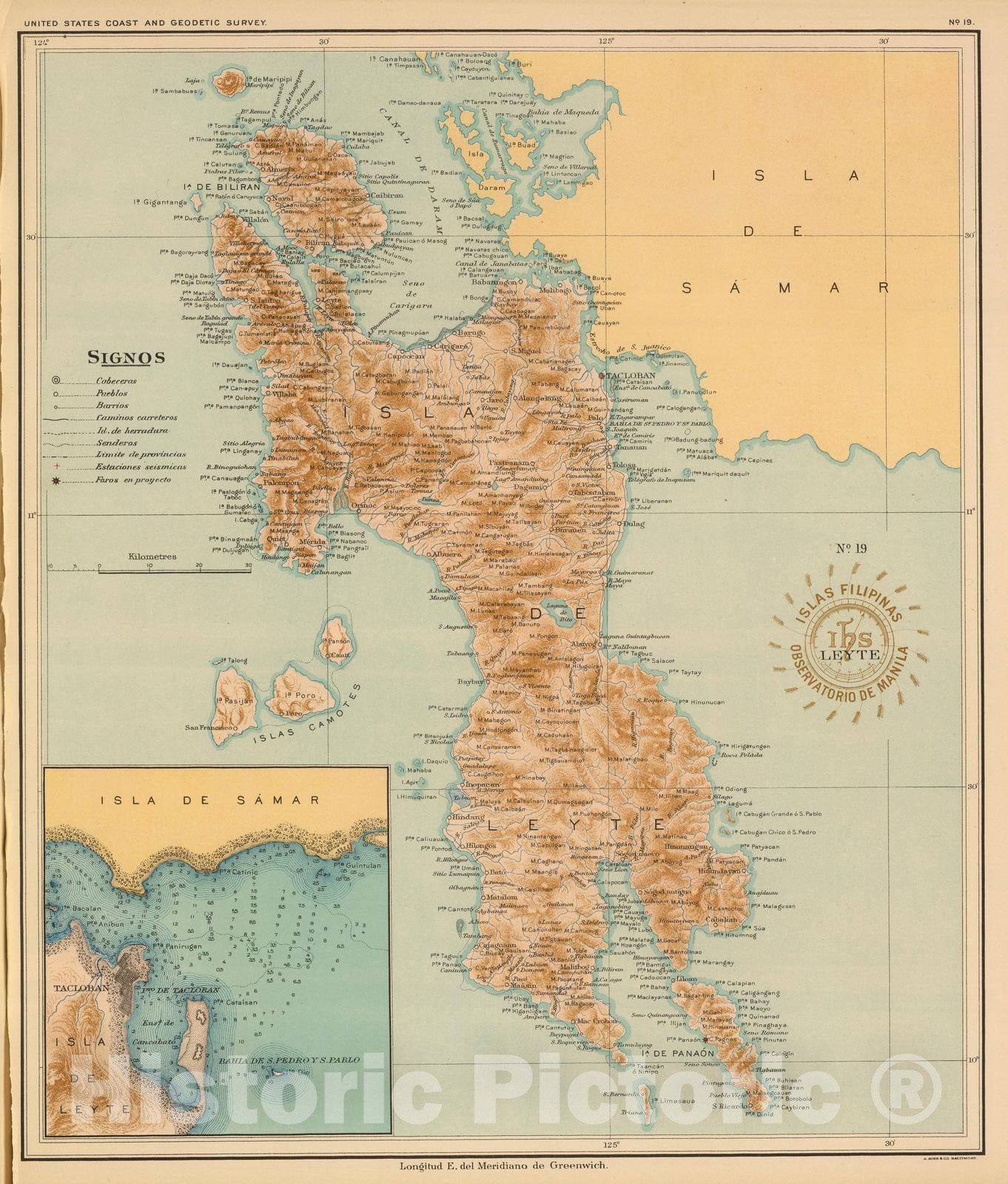 Historic Map : National Atlas - 1899 No. 19. Leyte. - Vintage Wall Art