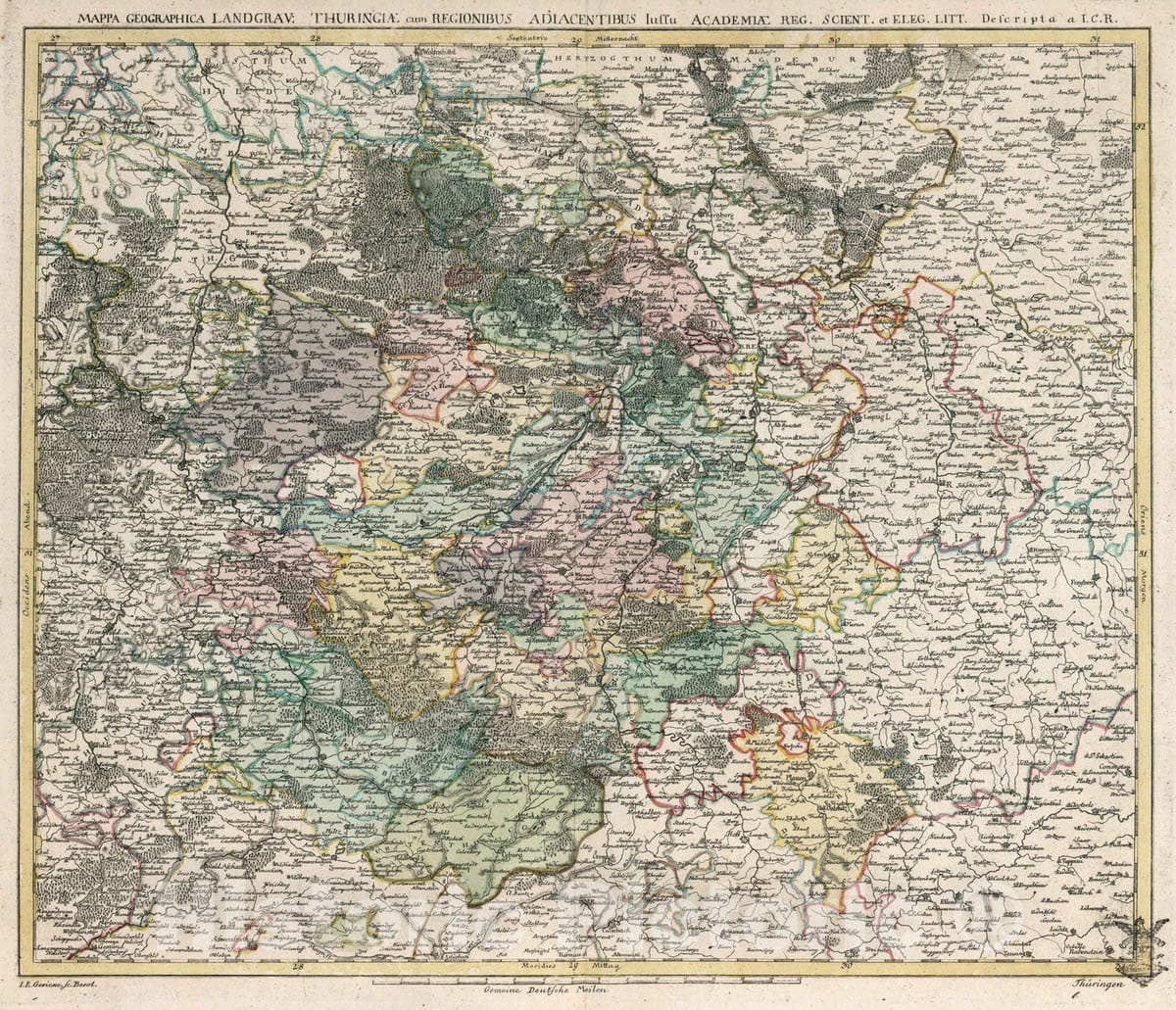 Historic Map : Prussia (Germany), , Europe 1753 Mappa Geographica Landgrav, Thuringia cum Regionibus Adiacentibuts. , Vintage Wall Art