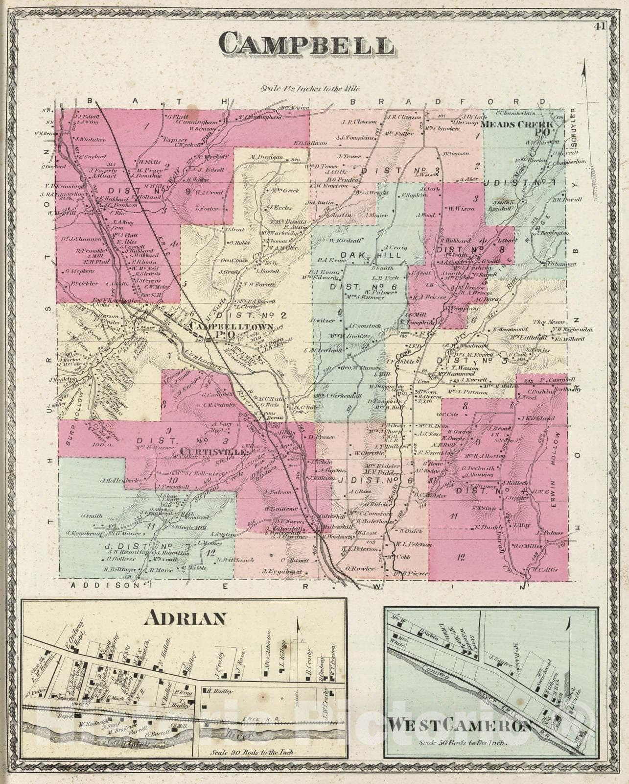Historic Map : 1873 Campbell. - Vintage Wall Art
