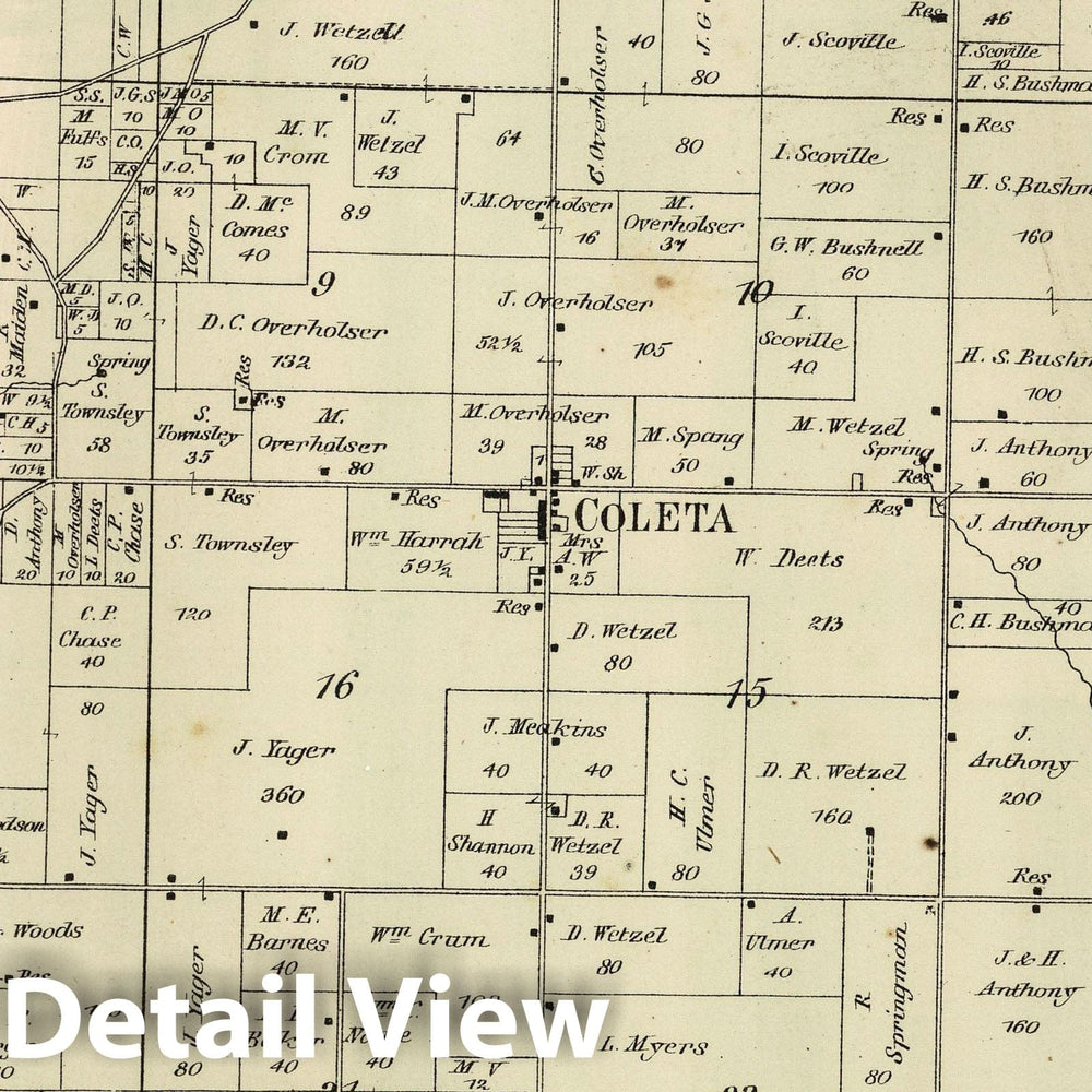 Historic Map : National Atlas - 1872 Genesee, Whiteside County, Illinois. Coleta. - Vintage Wall Art