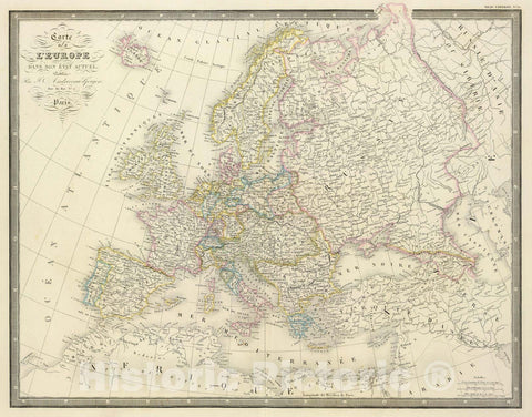 Historic Map : 1848 L'Europe. - Vintage Wall Art