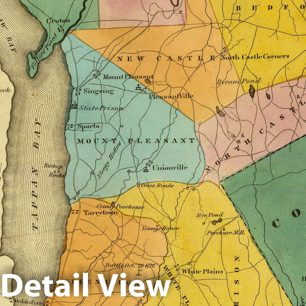 Historic Wall Map : 1829 Westchester County. - Vintage Wall Art