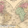 Historic Map : 1870 World hemispheres. - Vintage Wall Art