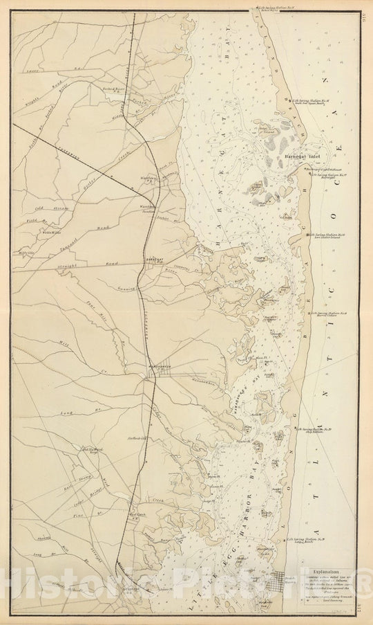 Historic Map - 1878 (Coast section no. 3. Barnegat Bay to Tuckerton) - Vintage Wall Art