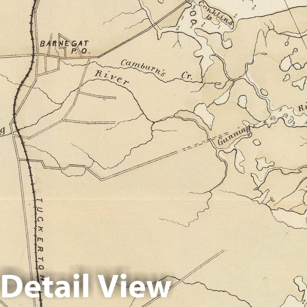 Historic Map - 1878 (Coast section no. 3. Barnegat Bay to Tuckerton) - Vintage Wall Art