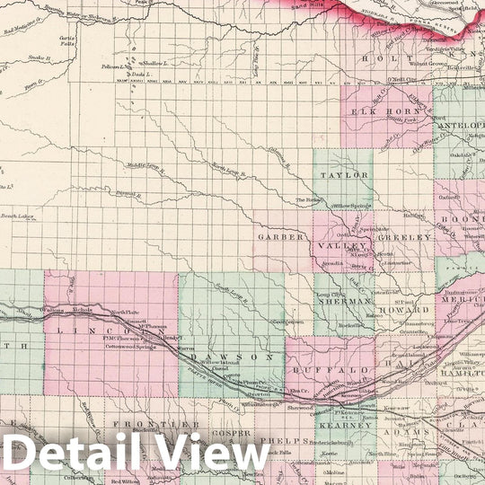 Historic Map : 1878 Nebraska. - Vintage Wall Art