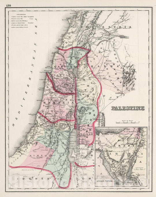 Historic Map : 1878 Palestine. - Vintage Wall Art