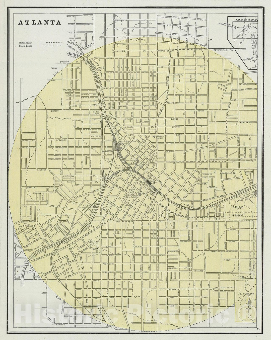 Historic Map - World Atlas - 1889 Atlanta. - Vintage Wall Art